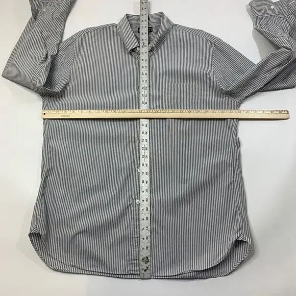 J Crew Shirt Mens XL Gray White Cotton 80s 2Ply Haberdashery Striped Button Down - Picture 6 of 11